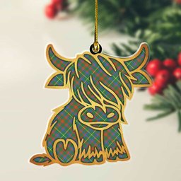 ScotsTee Shop Scottish MacKintosh Hunting Ancient Plaid Gold Tartan Highland Cow Ornament