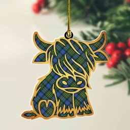 ScotsTee Shop Scottish MacLaren Ancient Plaid Gold Tartan Highland Cow Ornament