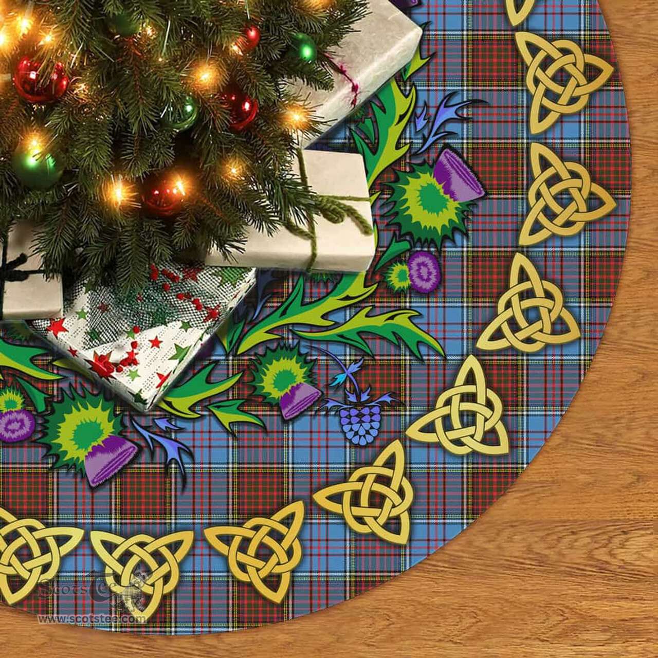 ScotsTee Shop Scottish Anderson Modern Thistle Celtic Knot Tartan Christmas Tree Skirt