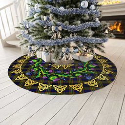 ScotsTee Shop Scottish Clelland Modern Thistle Celtic Knot Tartan Christmas Tree Skirt