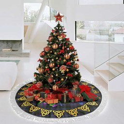 ScotsTee Shop Scottish Clergy Green Thistle Celtic Knot Tartan Christmas Tree Skirt