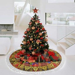ScotsTee Shop Scottish Buchanan Old Set Weathered Thistle Celtic Knot Tartan Christmas Tree Skirt