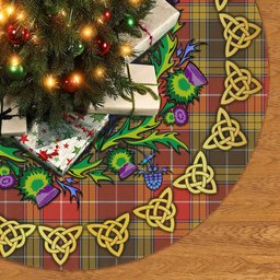 ScotsTee Shop Scottish Buchanan Old Set Weathered Thistle Celtic Knot Tartan Christmas Tree Skirt