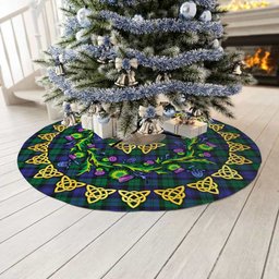 ScotsTee Shop Scottish Blackwatch Modern Thistle Celtic Knot Tartan Christmas Tree Skirt