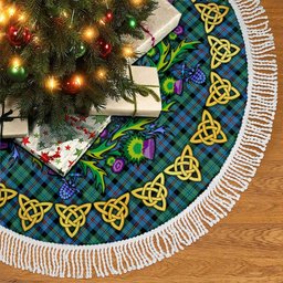 ScotsTee Shop Scottish Campbell of Cawdor Ancient Thistle Celtic Knot Tartan Christmas Tree Skirt