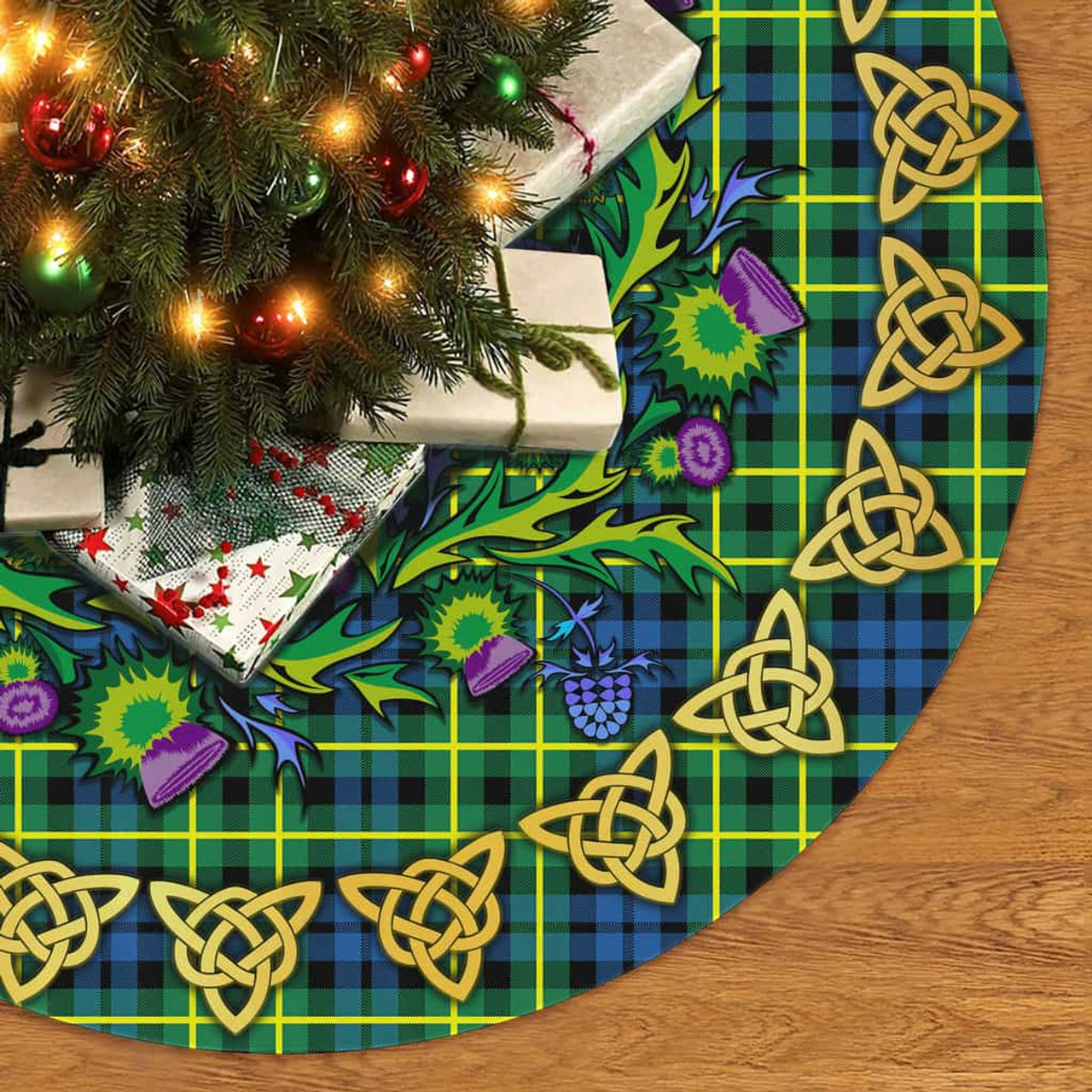 ScotsTee Shop Scottish Campbell of Breadalbane Ancient Thistle Celtic Knot Tartan Christmas Tree Skirt