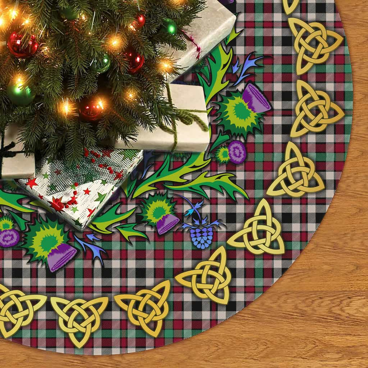 ScotsTee Shop Scottish Borthwick Dress Ancient Thistle Celtic Knot Tartan Christmas Tree Skirt