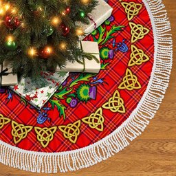 ScotsTee Shop Scottish Burnett Modern Thistle Celtic Knot Tartan Christmas Tree Skirt
