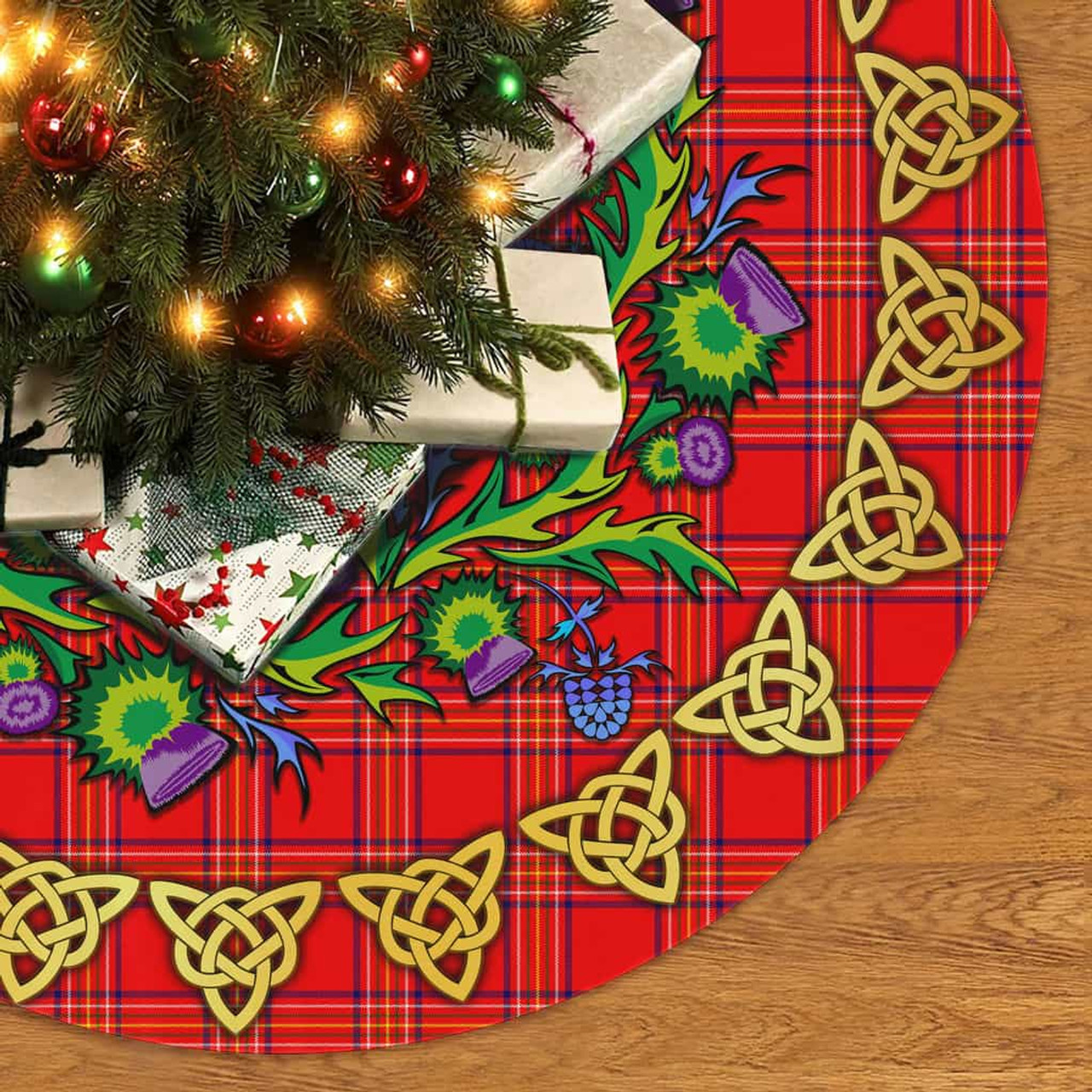 ScotsTee Shop Scottish Burnett Modern Thistle Celtic Knot Tartan Christmas Tree Skirt