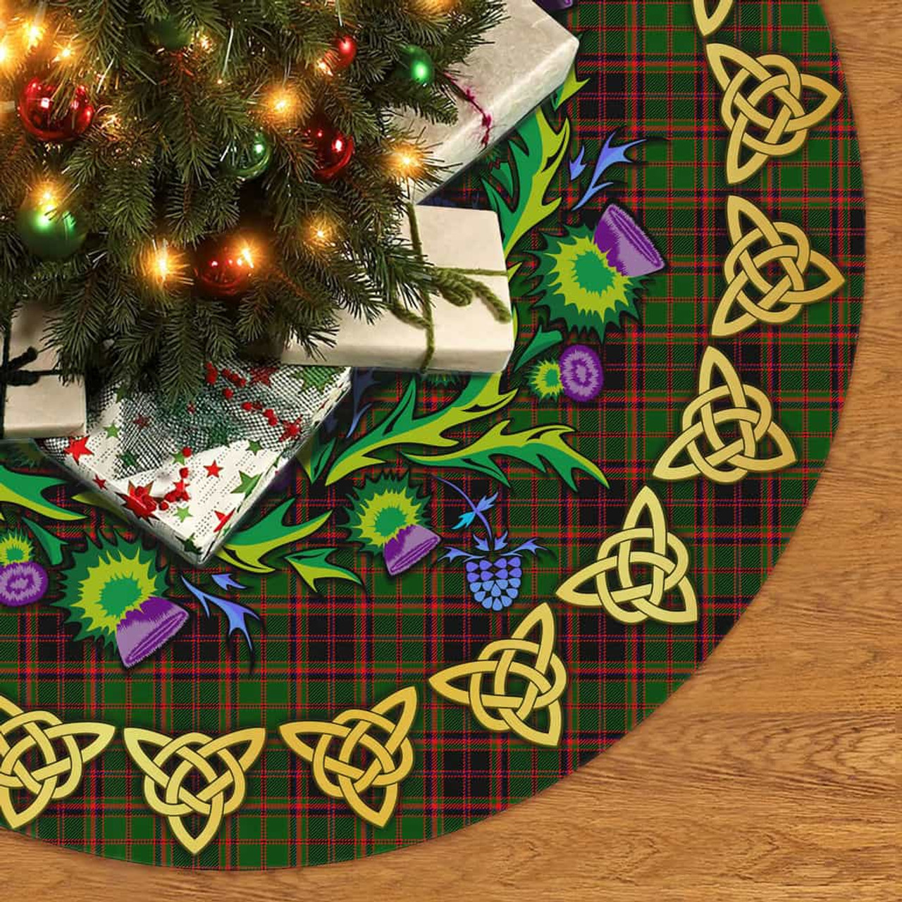 ScotsTee Shop Scottish Buchan Modern Thistle Celtic Knot Tartan Christmas Tree Skirt