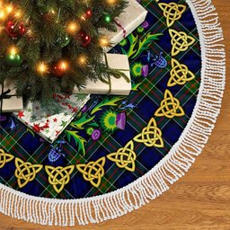 ScotsTee Shop Scottish Colquhoun Modern Thistle Celtic Knot Tartan Christmas Tree Skirt