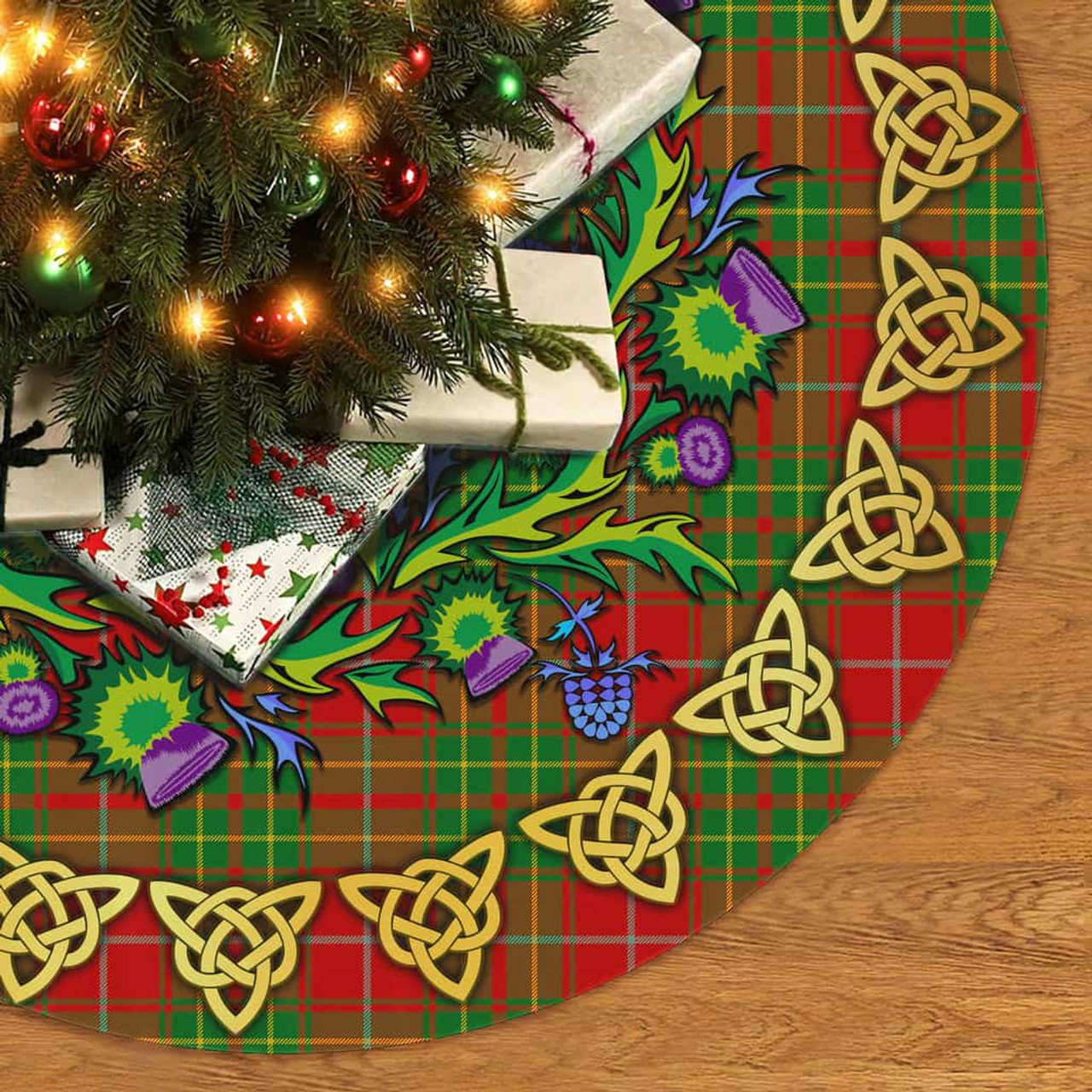 ScotsTee Shop Scottish Burnett Ancient Thistle Celtic Knot Tartan Christmas Tree Skirt