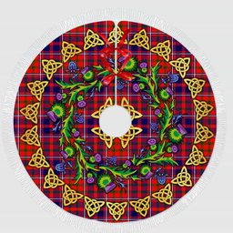 ScotsTee Shop Scottish Cameron of Lochiel Modern Thistle Celtic Knot Tartan Christmas Tree Skirt