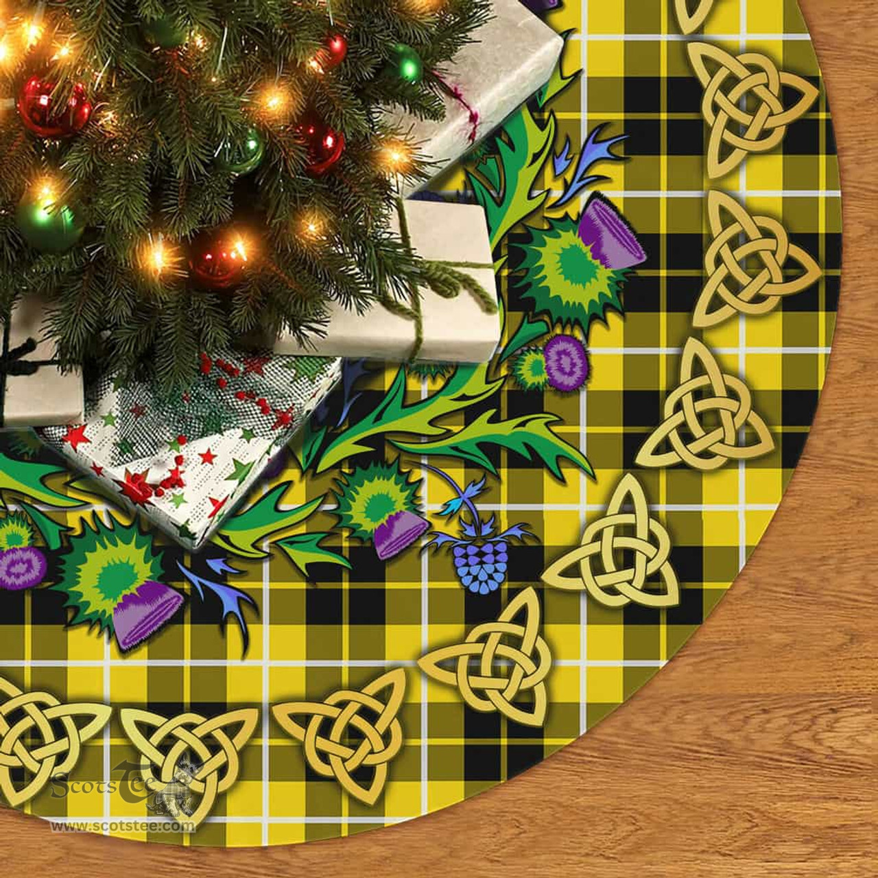 ScotsTee Shop Scottish Barclay Dress Modern Thistle Celtic Knot Tartan Christmas Tree Skirt