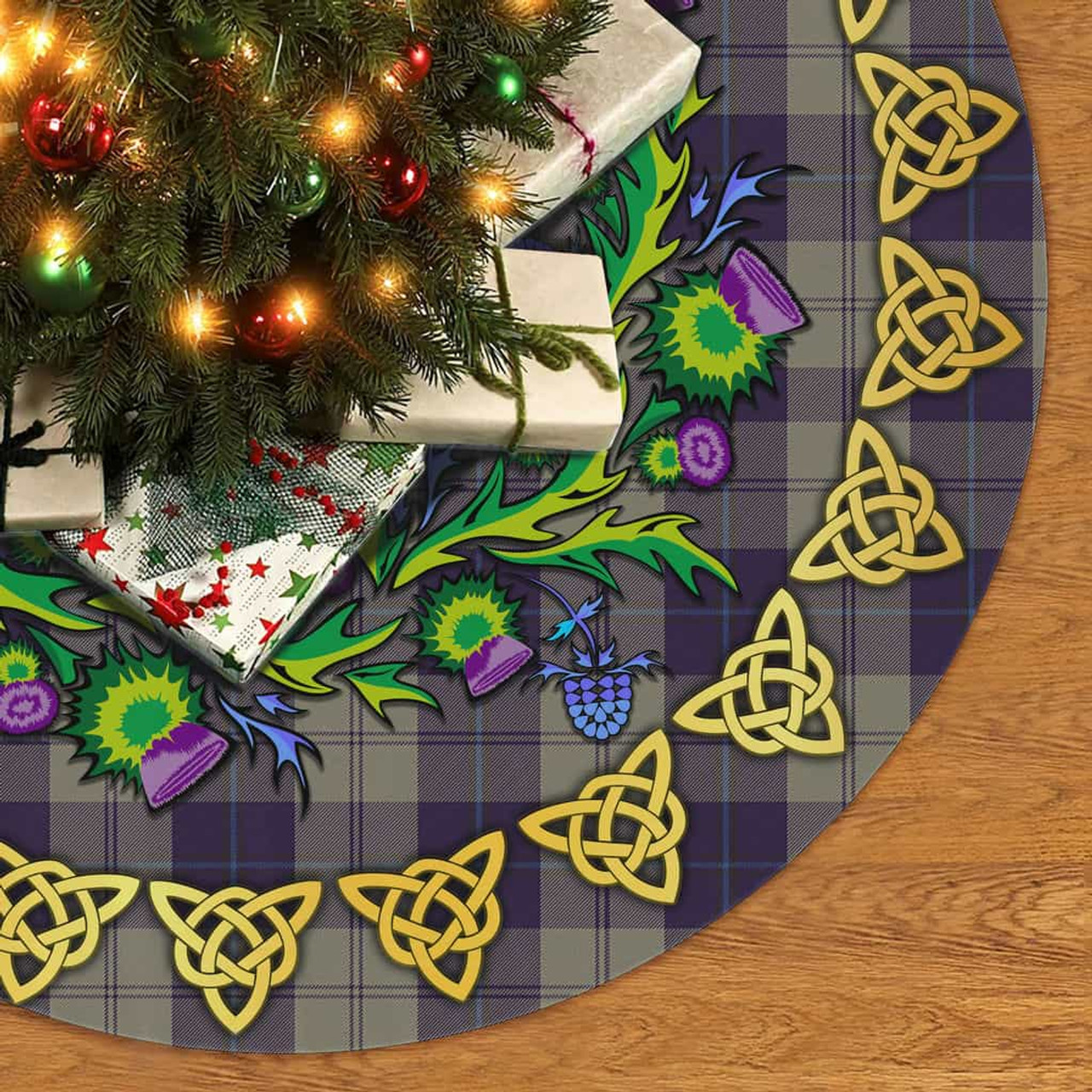 ScotsTee Shop Scottish Cunningham Dress Blue Dancers Thistle Celtic Knot Tartan Christmas Tree Skirt