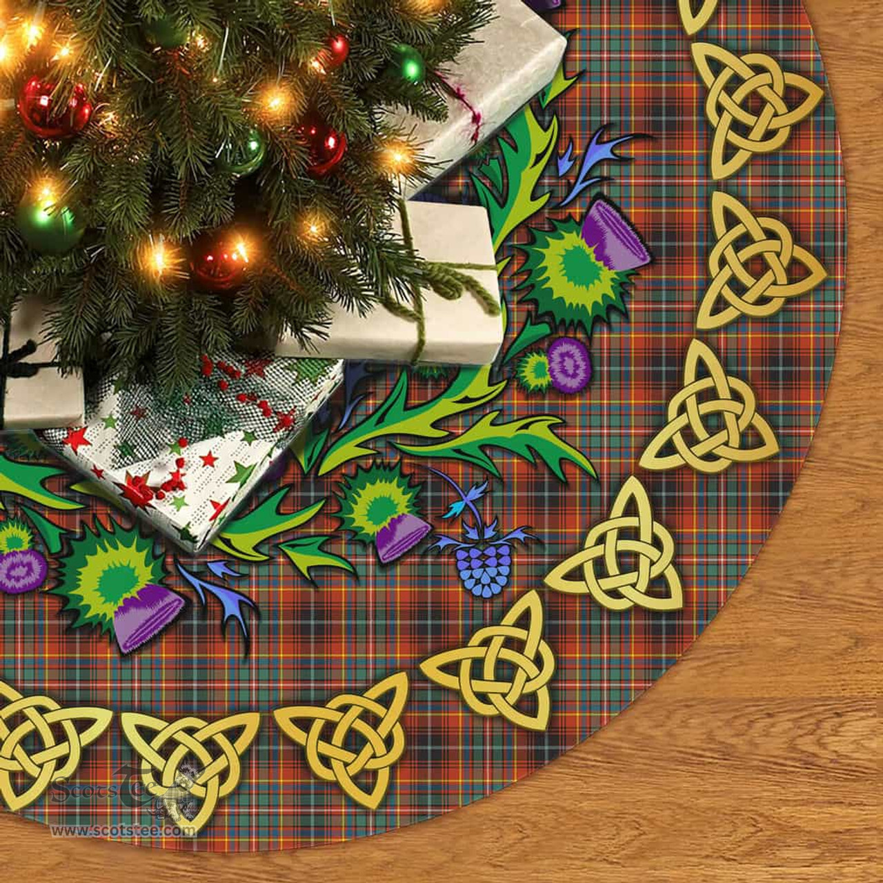 ScotsTee Shop Scottish Innes Ancient Thistle Celtic Knot Tartan Christmas Tree Skirt