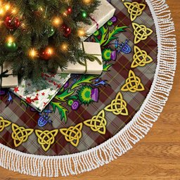 ScotsTee Shop Scottish Cunningham Burgundy Dancers Thistle Celtic Knot Tartan Christmas Tree Skirt