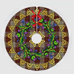 ScotsTee Shop Scottish Cunningham Burgundy Dancers Thistle Celtic Knot Tartan Christmas Tree Skirt