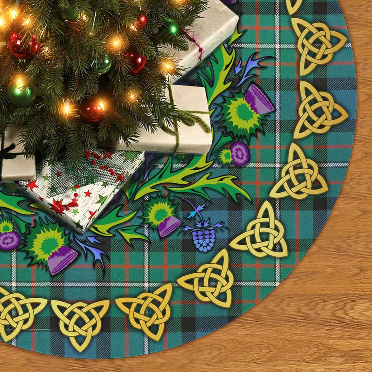 ScotsTee Shop Scottish Ferguson Ancient Thistle Celtic Knot Tartan Christmas Tree Skirt