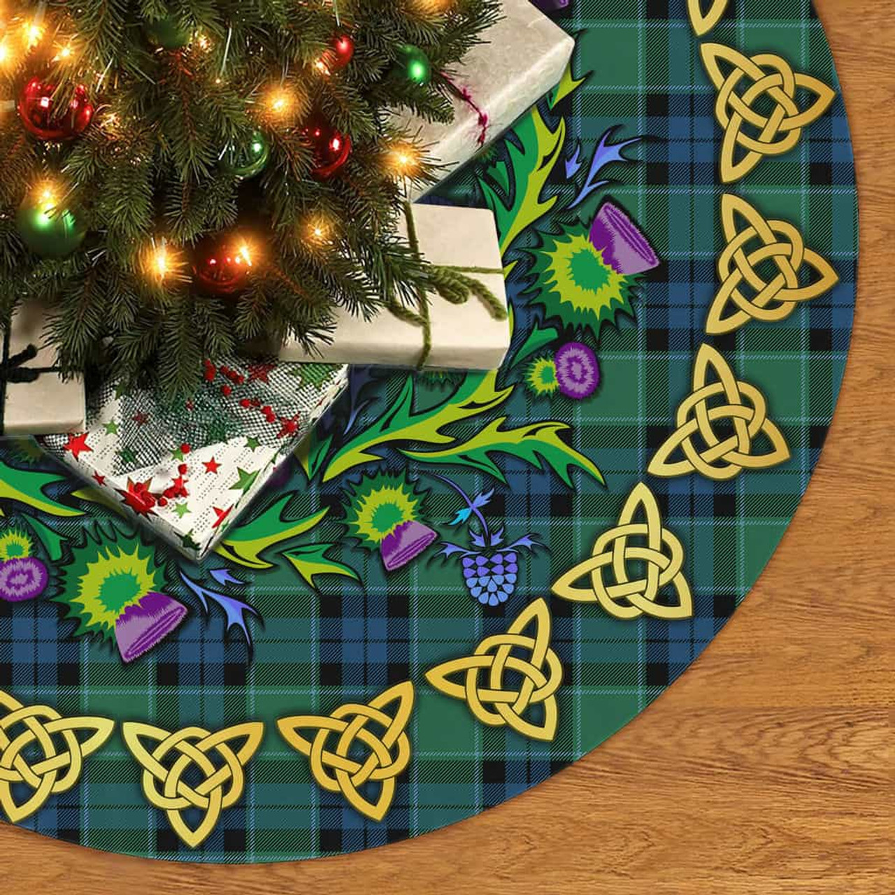ScotsTee Shop Scottish Graham of Menteith Ancient Thistle Celtic Knot Tartan Christmas Tree Skirt
