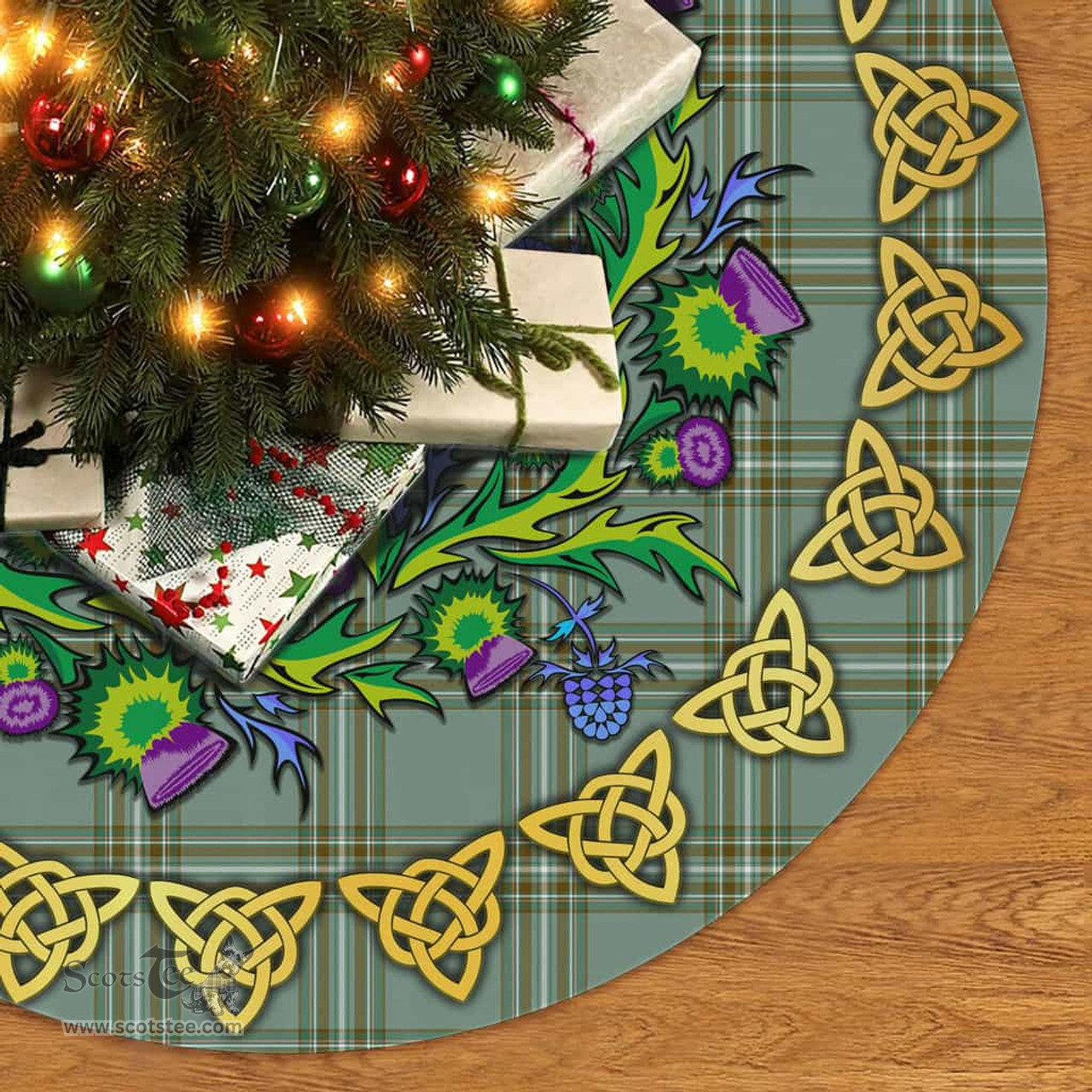 ScotsTee Shop Scottish Kelly Dress Thistle Celtic Knot Tartan Christmas Tree Skirt