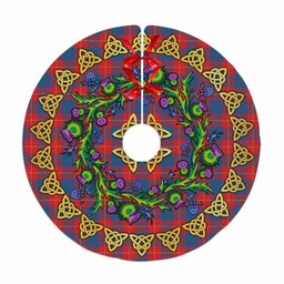 ScotsTee Shop Scottish Galloway Red Thistle Celtic Knot Tartan Christmas Tree Skirt