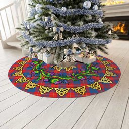 ScotsTee Shop Scottish Galloway Red Thistle Celtic Knot Tartan Christmas Tree Skirt