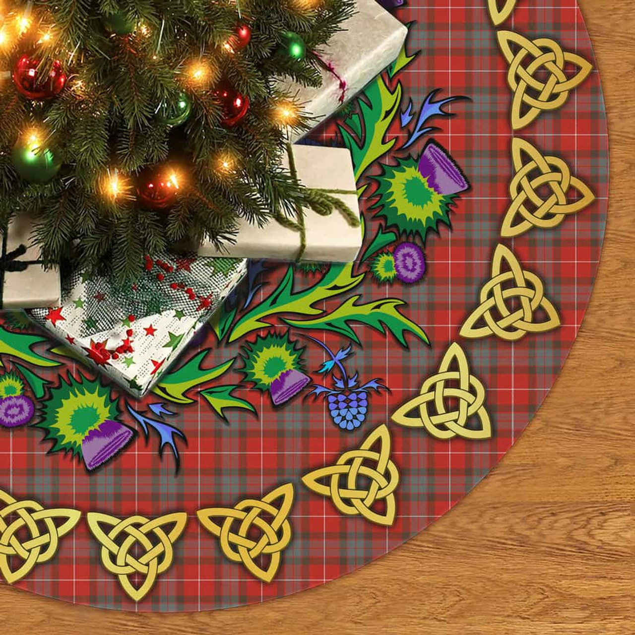 ScotsTee Shop Scottish Fraser Weathered Thistle Celtic Knot Tartan Christmas Tree Skirt