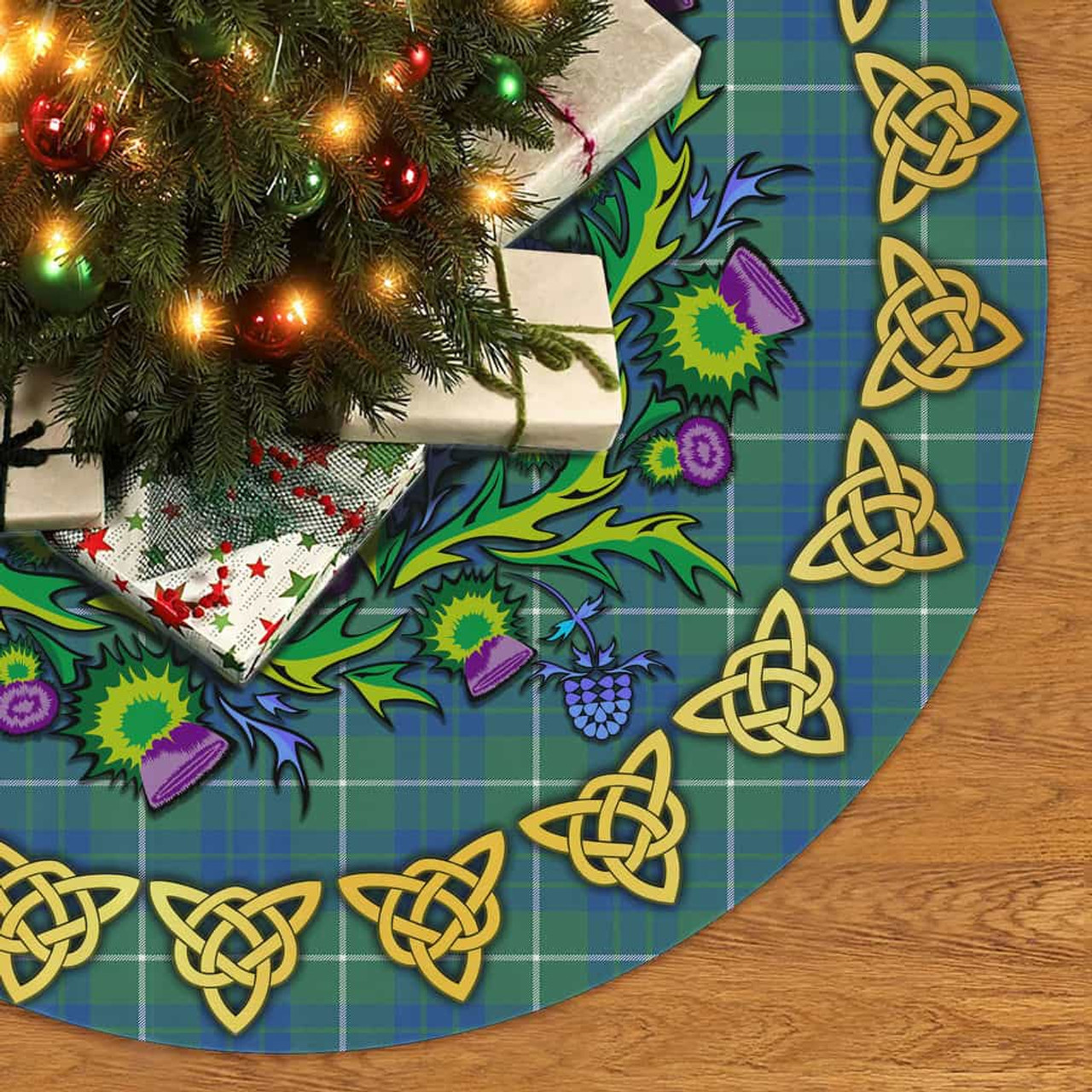 ScotsTee Shop Scottish Hamilton Hunting Ancient Thistle Celtic Knot Tartan Christmas Tree Skirt