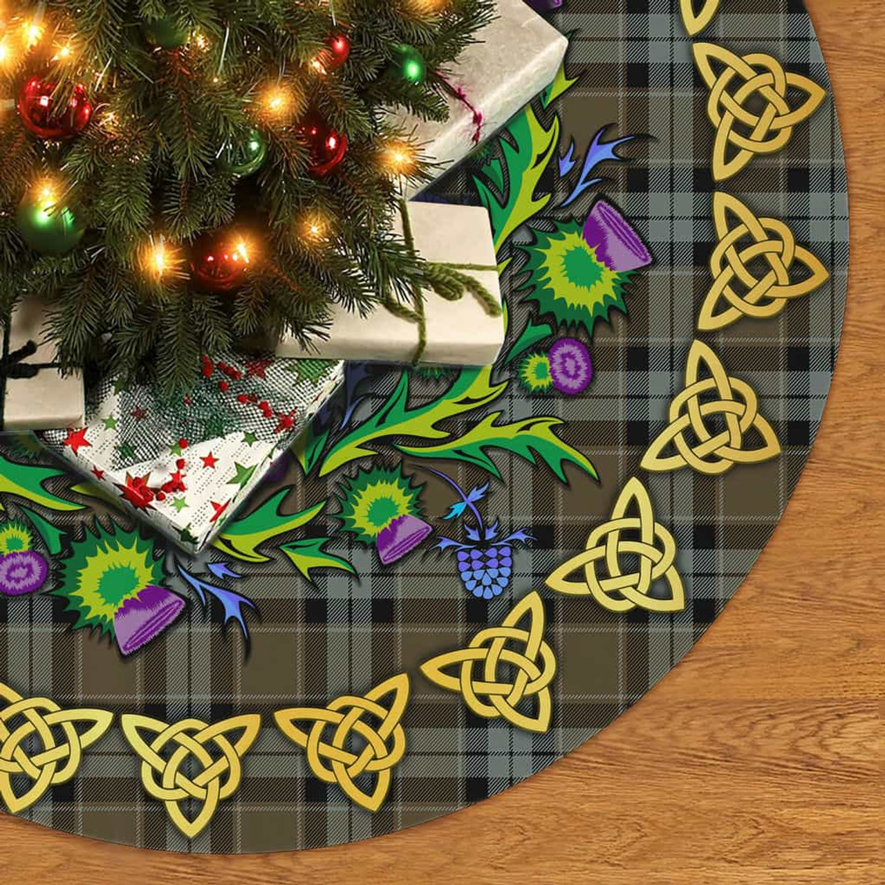 ScotsTee Shop Scottish Graham of Menteith Weathered Thistle Celtic Knot Tartan Christmas Tree Skirt