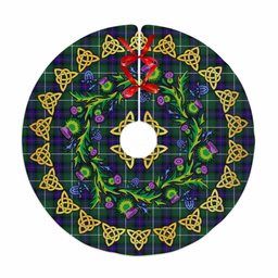 ScotsTee Shop Scottish MacDonald of the Isles Hunting Modern Thistle Celtic Knot Tartan Christmas Tree Skirt