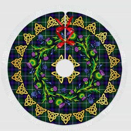 ScotsTee Shop Scottish MacDonald of the Isles Hunting Modern Thistle Celtic Knot Tartan Christmas Tree Skirt