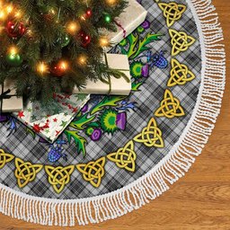 ScotsTee Shop Scottish Douglas Grey Modern Thistle Celtic Knot Tartan Christmas Tree Skirt