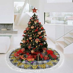 ScotsTee Shop Scottish Douglas Grey Modern Thistle Celtic Knot Tartan Christmas Tree Skirt