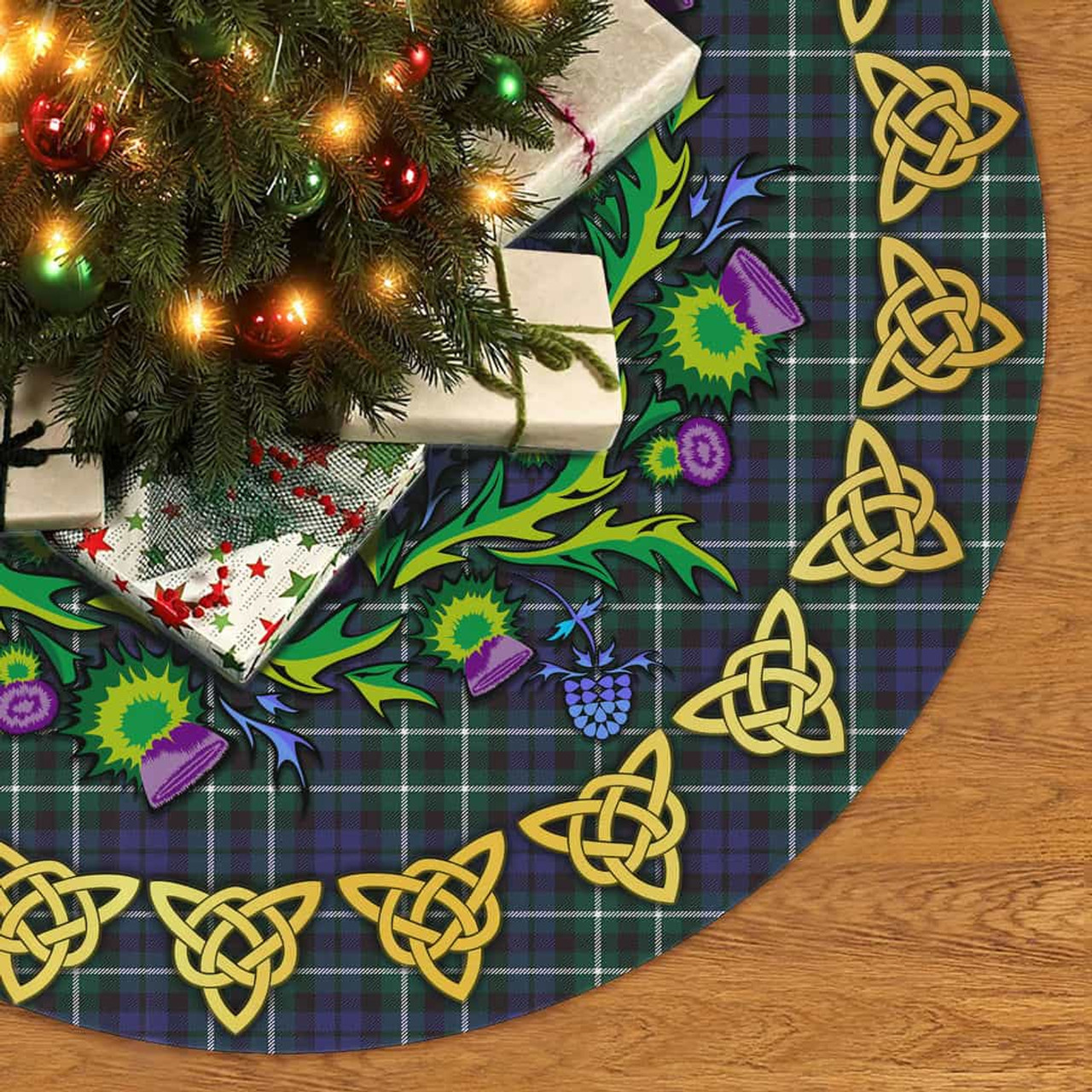 ScotsTee Shop Scottish Graham of Montrose Modern Thistle Celtic Knot Tartan Christmas Tree Skirt