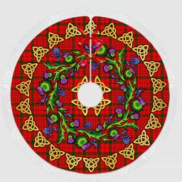 ScotsTee Shop Scottish MacDonnell of Keppoch Modern Thistle Celtic Knot Tartan Christmas Tree Skirt