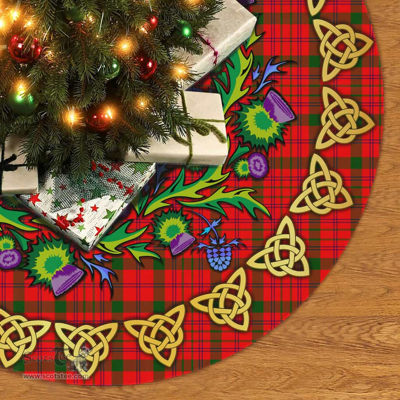 ScotsTee Shop Scottish MacDonnell of Keppoch Modern Thistle Celtic Knot Tartan Christmas Tree Skirt