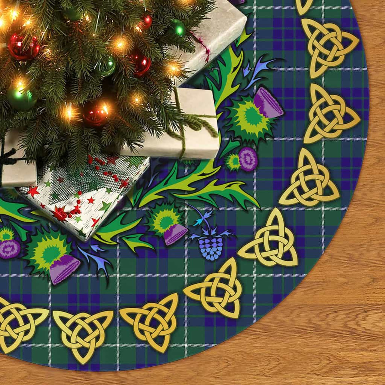 ScotsTee Shop Scottish Hamilton Hunting Modern Thistle Celtic Knot Tartan Christmas Tree Skirt