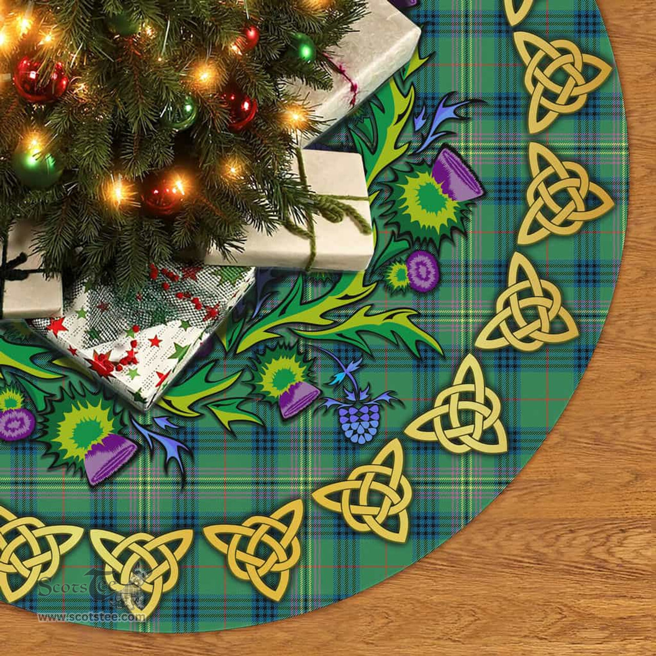 ScotsTee Shop Scottish Kennedy Ancient Thistle Celtic Knot Tartan Christmas Tree Skirt