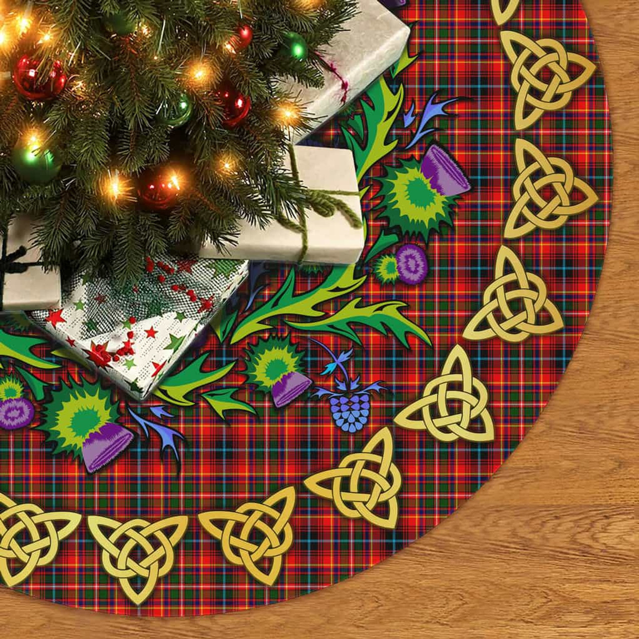 ScotsTee Shop Scottish Innes Modern Thistle Celtic Knot Tartan Christmas Tree Skirt