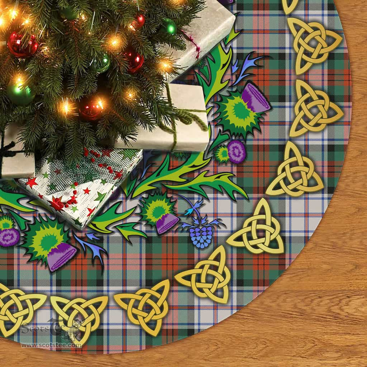 ScotsTee Shop Scottish MacDuff Dress Ancient Thistle Celtic Knot Tartan Christmas Tree Skirt