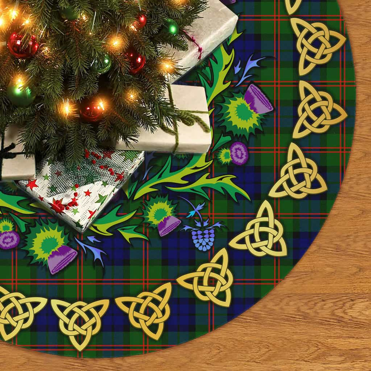 ScotsTee Shop Scottish Dundas Modern 02 Thistle Celtic Knot Tartan Christmas Tree Skirt