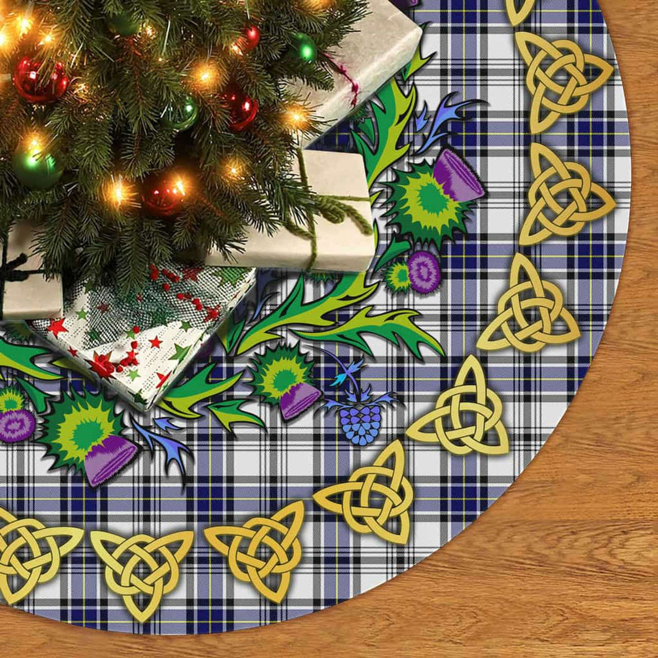 ScotsTee Shop Scottish Hannay Modern Thistle Celtic Knot Tartan Christmas Tree Skirt