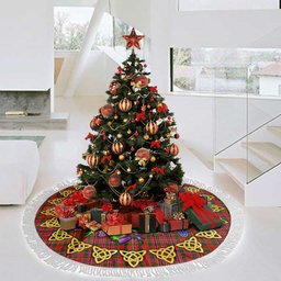 ScotsTee Shop Scottish MacAlister Modern Thistle Celtic Knot Tartan Christmas Tree Skirt