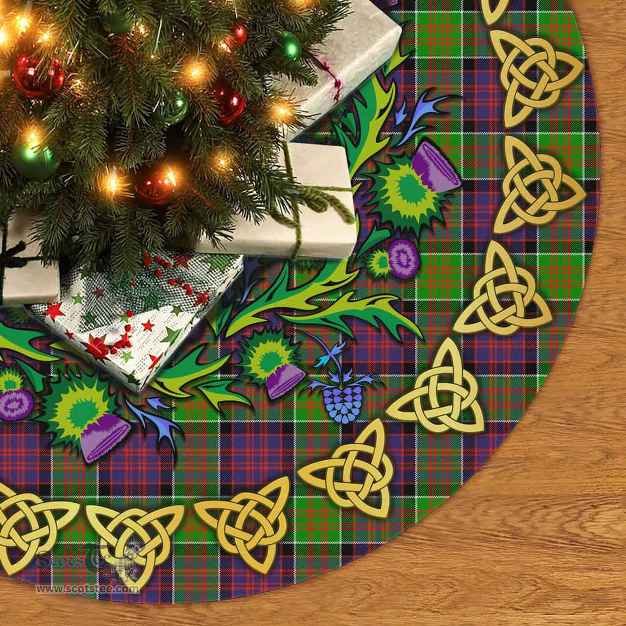 ScotsTee Shop Scottish MacDonald of Clanranald Thistle Celtic Knot Tartan Christmas Tree Skirt