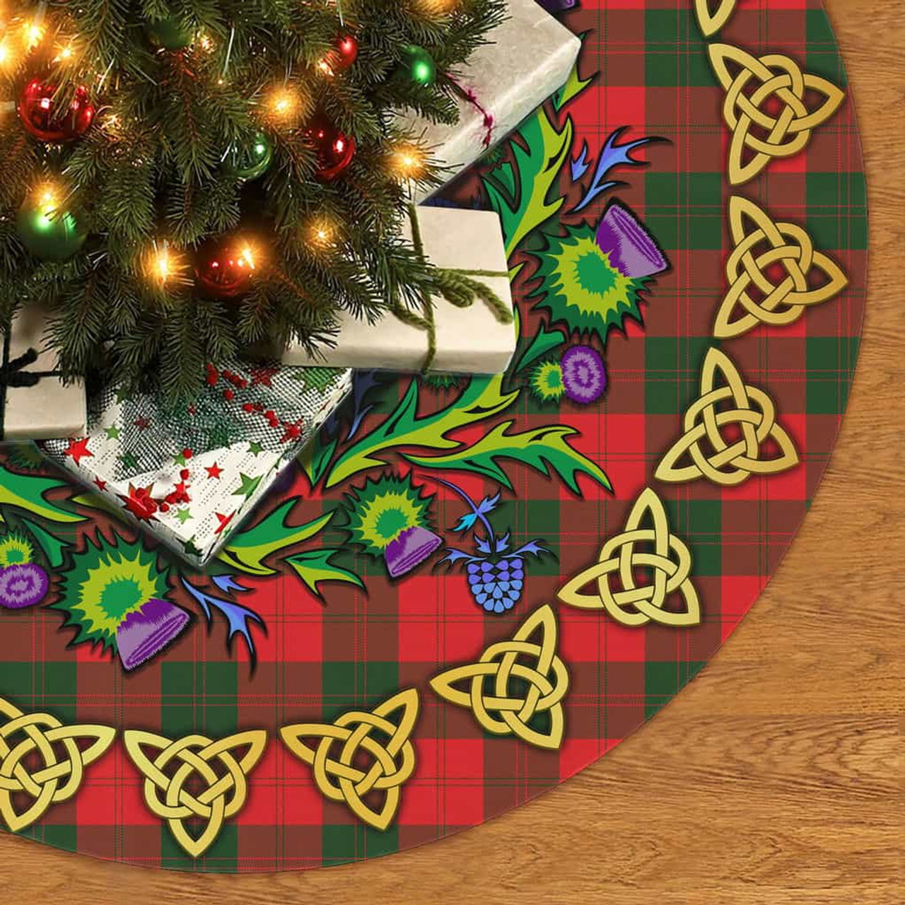 ScotsTee Shop Scottish Erskine Modern Thistle Celtic Knot Tartan Christmas Tree Skirt