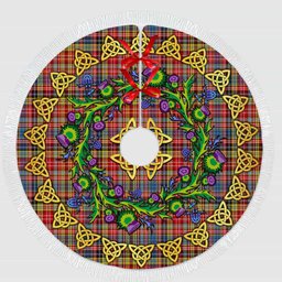 ScotsTee Shop Scottish Drummond of Strathallan Thistle Celtic Knot Tartan Christmas Tree Skirt