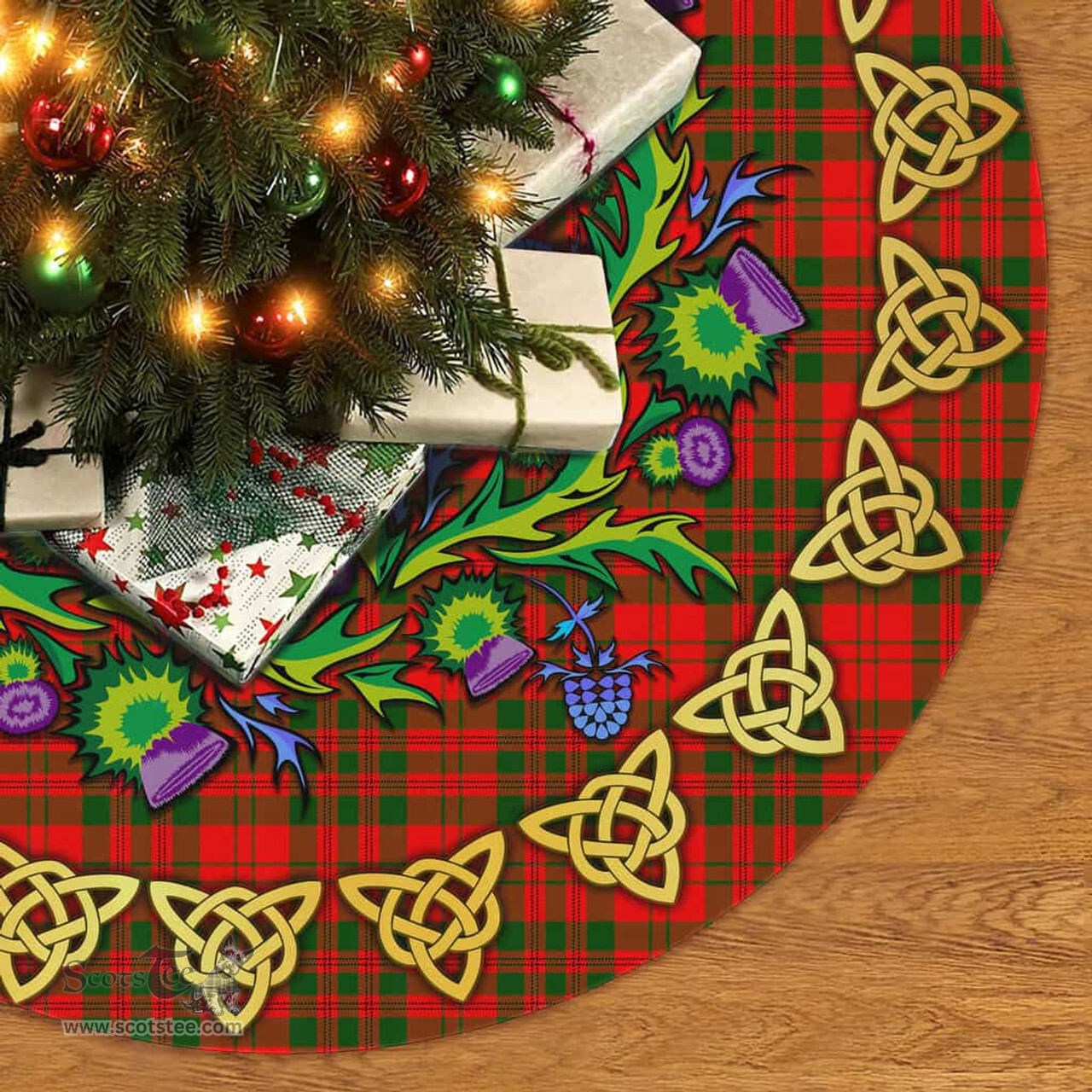 ScotsTee Shop Scottish Livingstone Modern Thistle Celtic Knot Tartan Christmas Tree Skirt