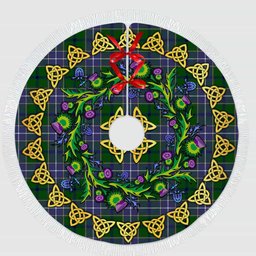 ScotsTee Shop Scottish Wishart Hunting Modern Thistle Celtic Knot Tartan Christmas Tree Skirt
