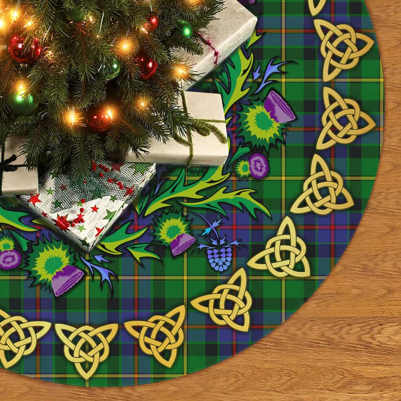 ScotsTee Shop Scottish Tait Modern Thistle Celtic Knot Tartan Christmas Tree Skirt